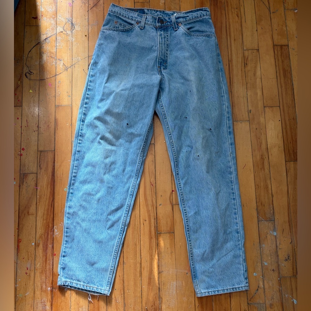 Vintage 1990s Levi's 560 loose fit tapered leg jeans‎ orange tan paper tag